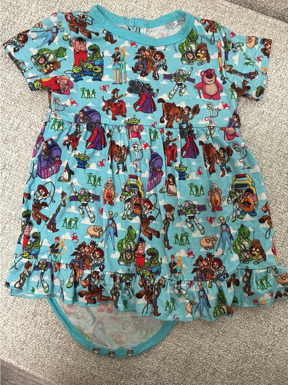 Blue Toy Story Print Baby One-Piece Dress Bodysuit